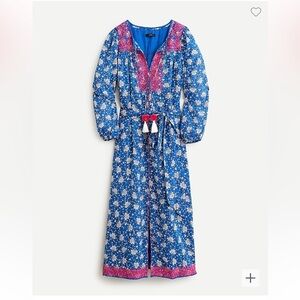 J. Crew Belted Maxi Knight Sky Block Print